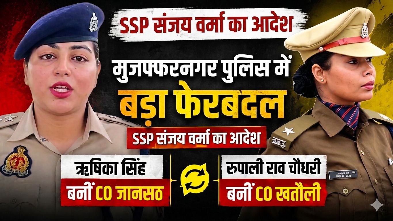 मुजफ्फरनगर में पुलिस विभाग में फेरबदल, ऋषिका सिंह बनीं सीओ जानसठ, रुपाली राव चौधरी को मिली खतौली की जिम्मेदारी