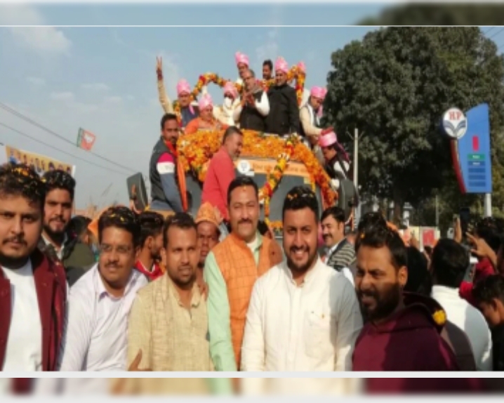Khatauli BJP workers strongly welcome Jan Vishwas Yatra